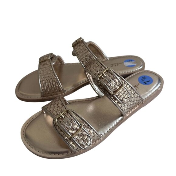SPLENDID Gold Metallic Buckle Sandals Size 7.5 NEW without tags - Picture 6 of 8